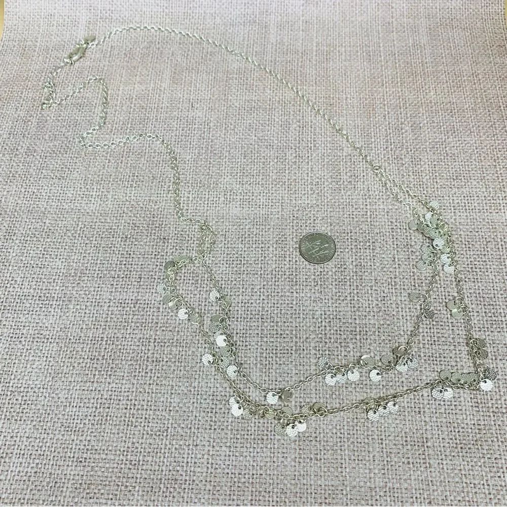 American Eagle Silver Disc Layered Necklace‎